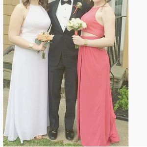 Two Piece Pink/coral prom Dress